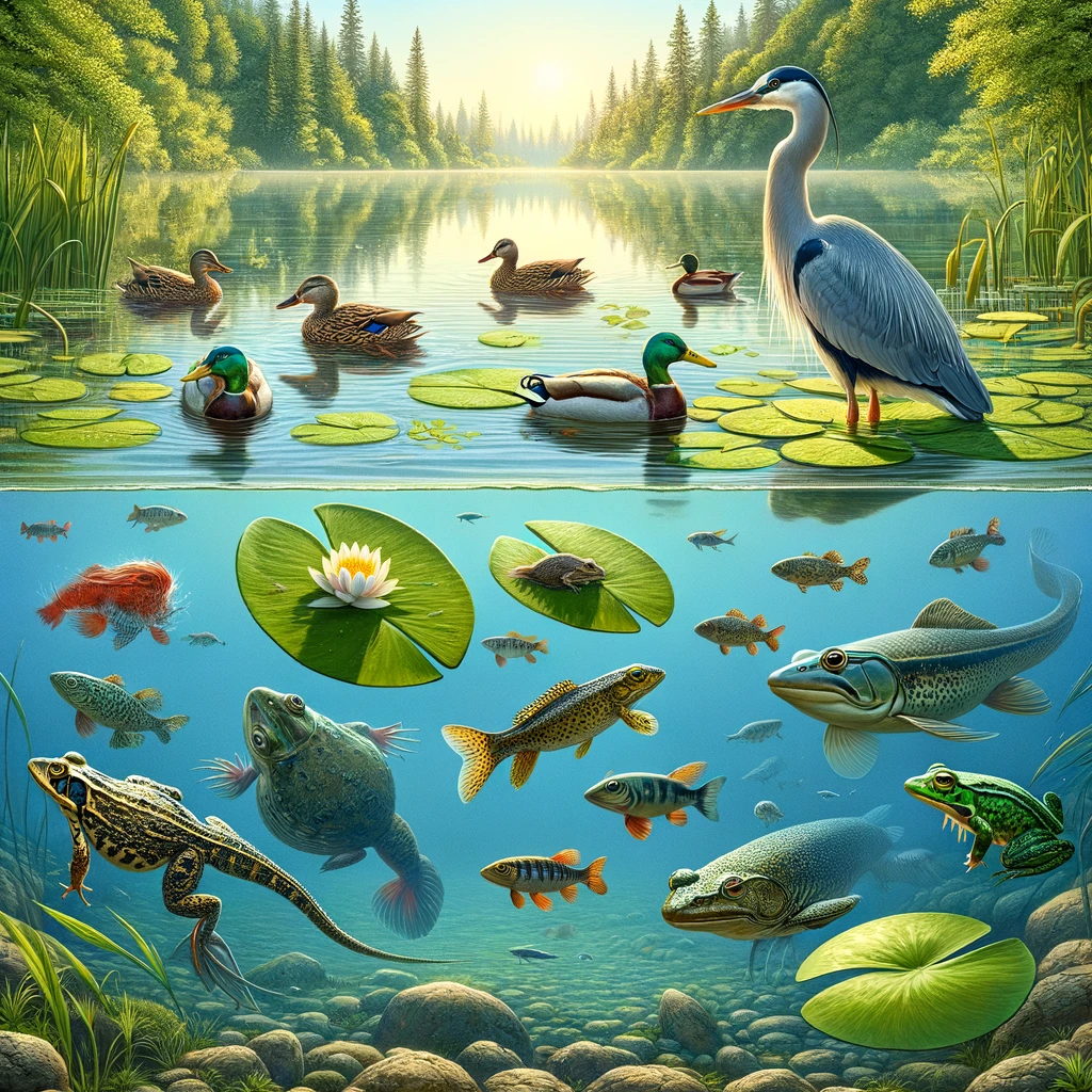 What animals live in lakes and ponds